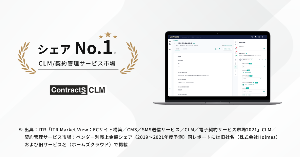 ContractS CLMがCLM／契約管理サービス市場シェアNo.1を獲得 <br>〜ITR発行の市場調査レポート「ITR Market View」より〜