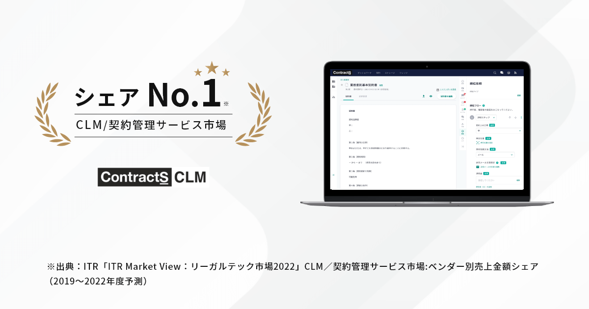 ContractS CLMがCLM／契約管理サービス市場で4年連続シェアNo.1を獲得