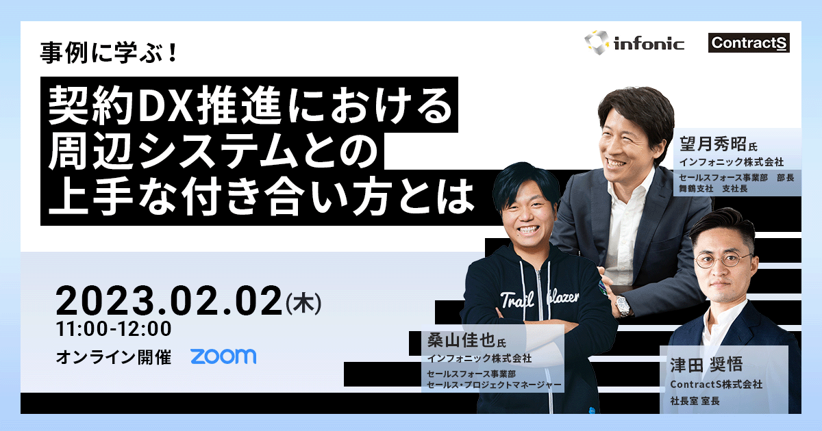 【2/2(木)開催】事例に学ぶ！契約DX推進における周辺システムとの上手な付き合い方とは