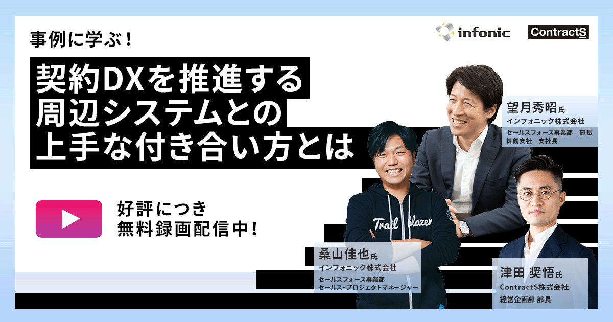 【期間限定：アーカイブ配信】事例に学ぶ！契約DX推進における周辺システムとの上手な付き合い方とは