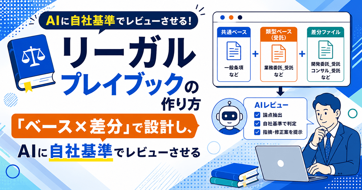 リーガルプレイブックの作り方｜「ベース×差分」で設計し、AIに自社基準でレビューさせる